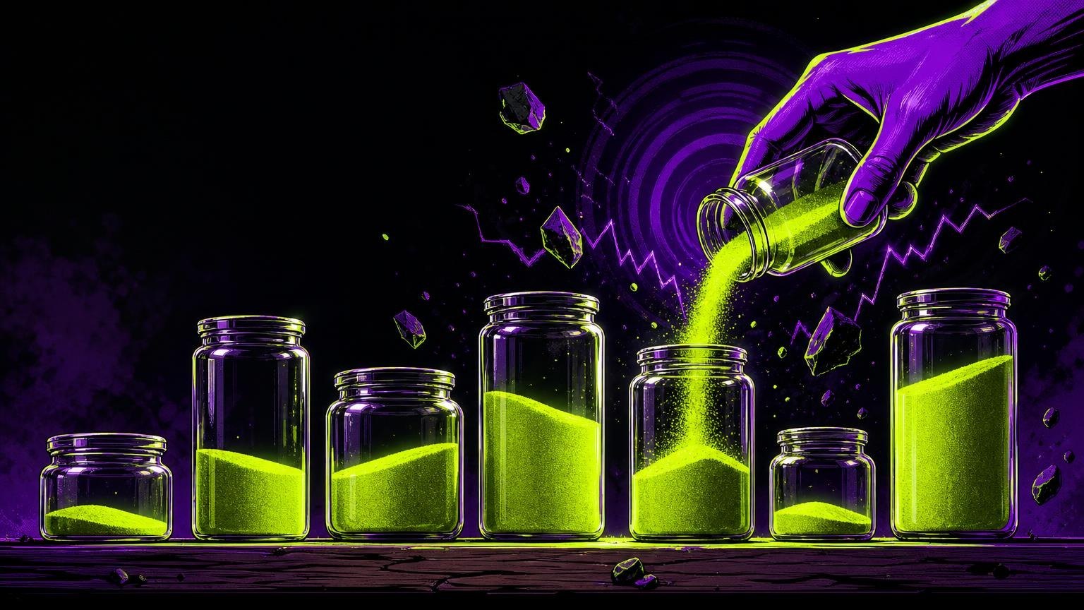 Jars filled to different levels representing a ladder of Polymarket Bitcoin odds for October